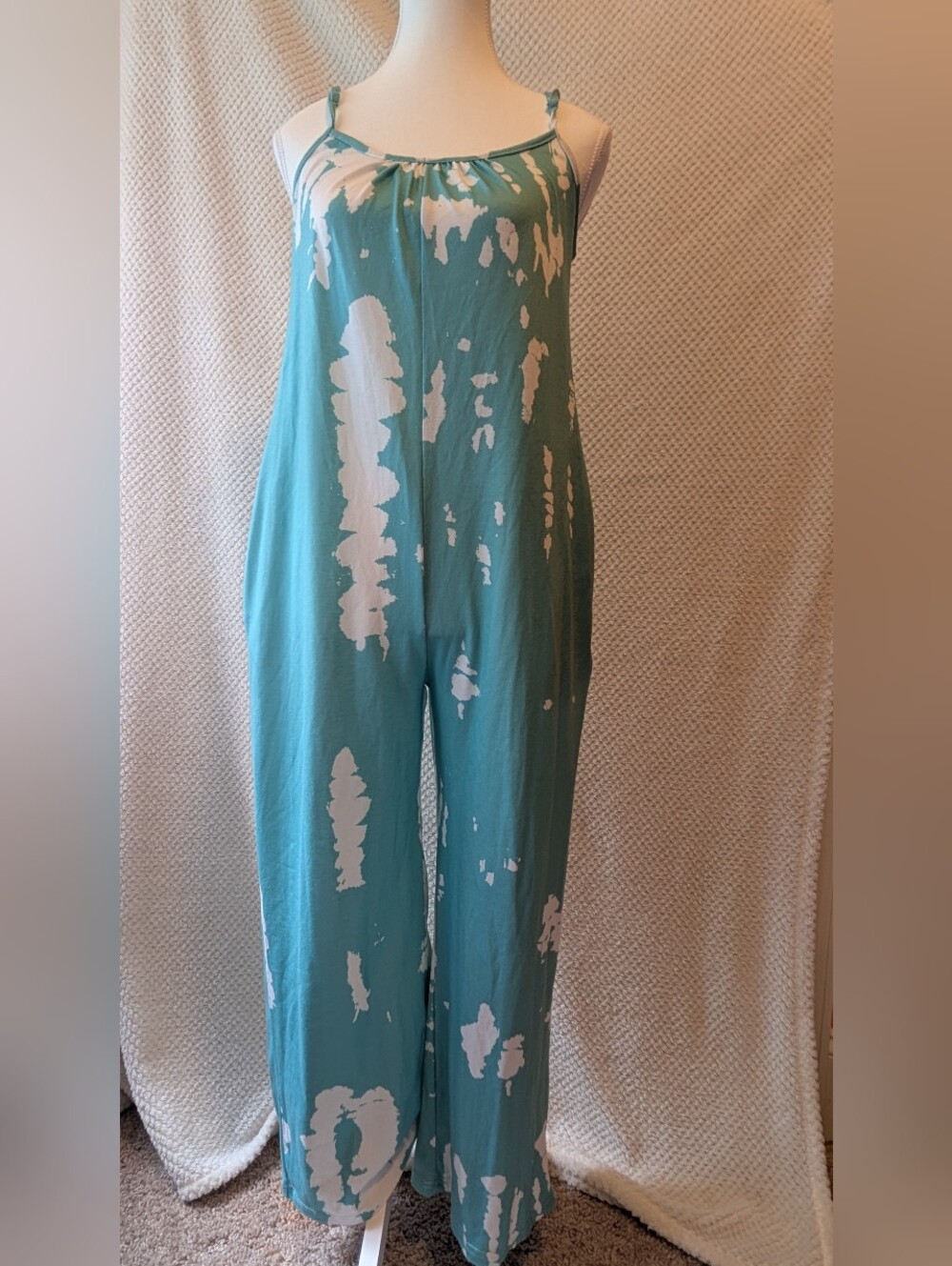 Turquoise Tie-Dye Wide Leg Jumpsuit
